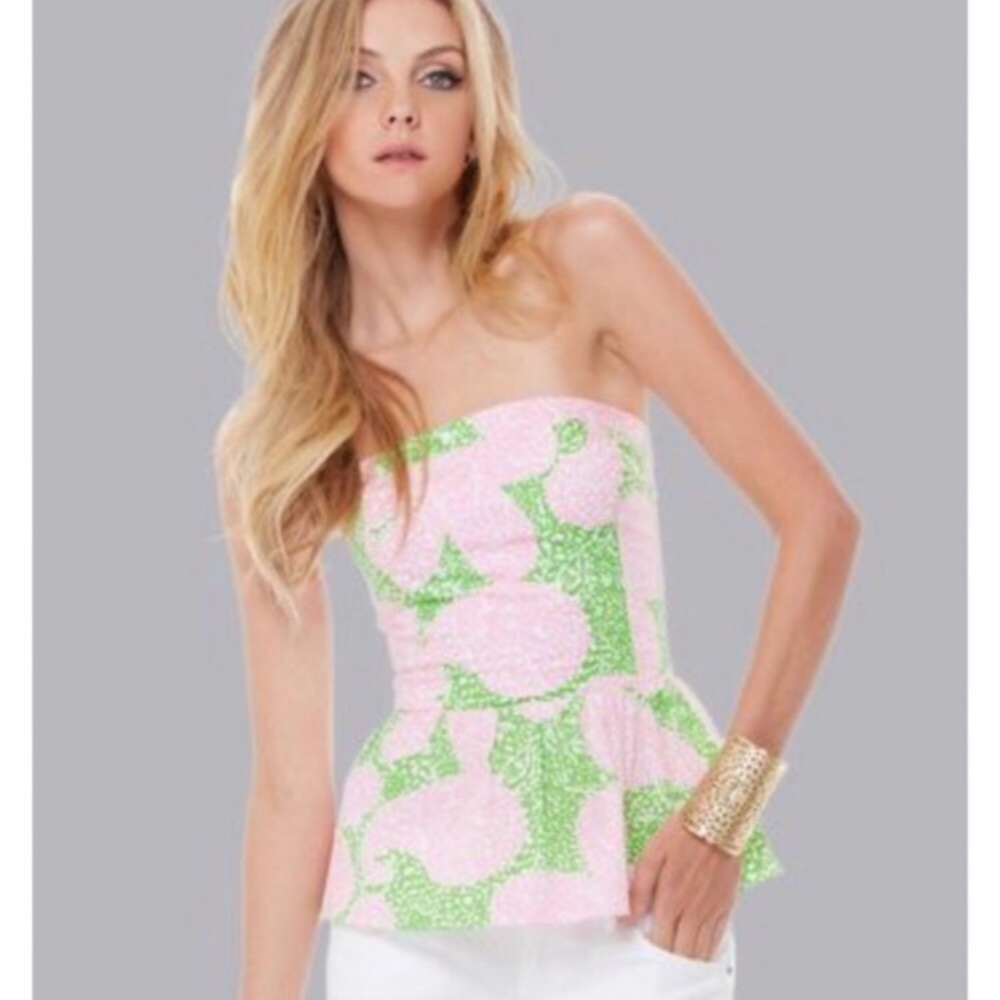 Lilly Pulitzer Strapless Peplum Top